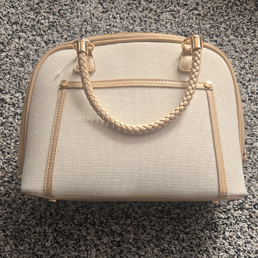 Elegant Cream and Tan Women's Handbag
